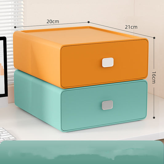 Size: B, Color: Orange with green - Cosmetics Student Dormitory Stationery Organizing Box