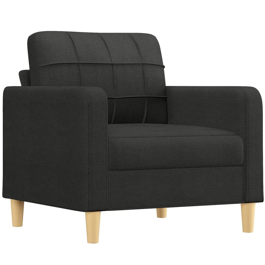 vidaXL 3 Piece Sofa Set with Cushions Black Fabric