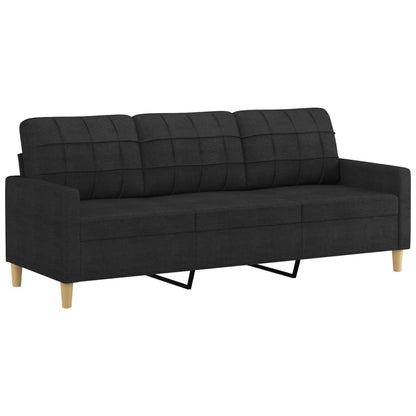 vidaXL 3 Piece Sofa Set with Cushions Black Fabric