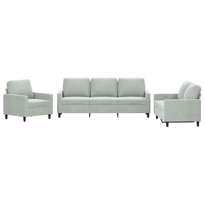 vidaXL 3 Piece Sofa Set with Cushions Light Gray Velvet