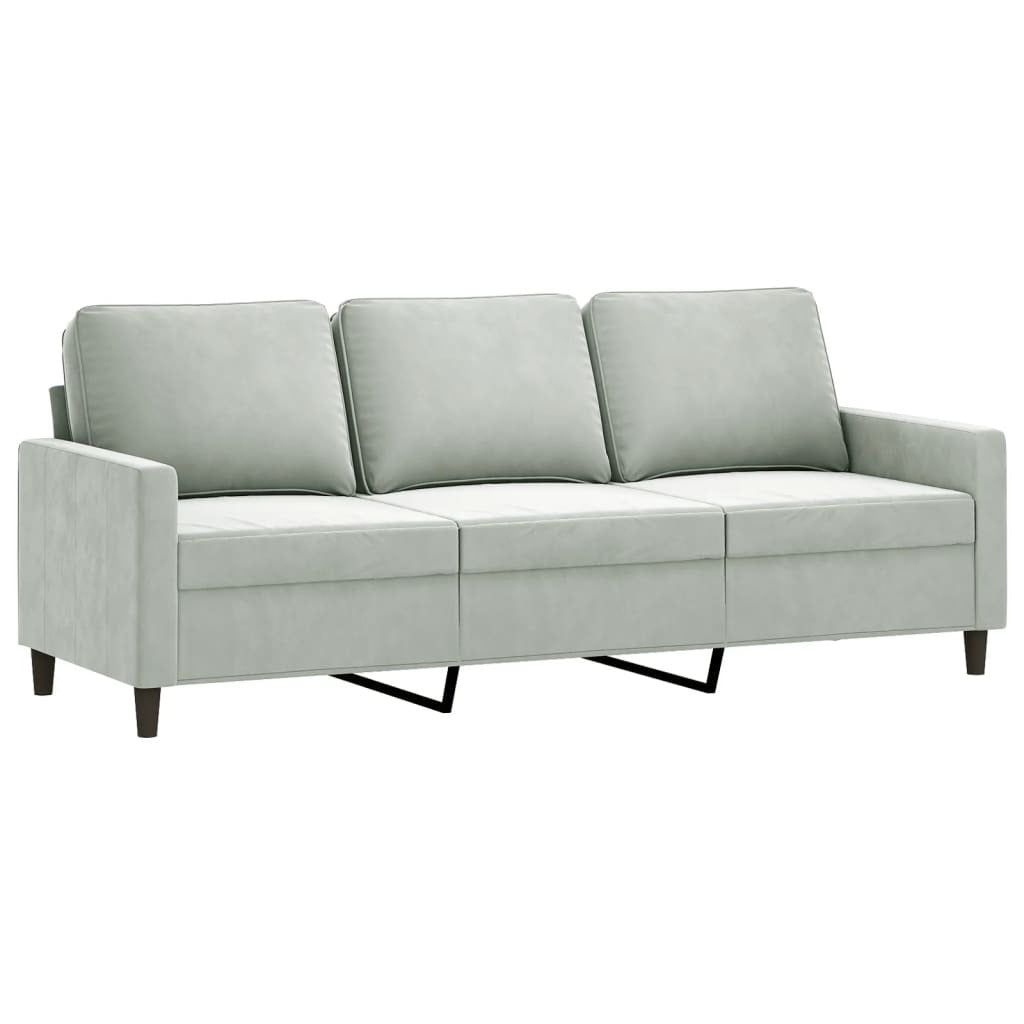 vidaXL 3 Piece Sofa Set with Cushions Light Gray Velvet