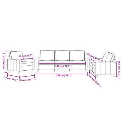 vidaXL 3 Piece Sofa Set with Cushions Light Gray Velvet