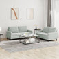 vidaXL 2 Piece Sofa Set with Cushions Light Gray Velvet