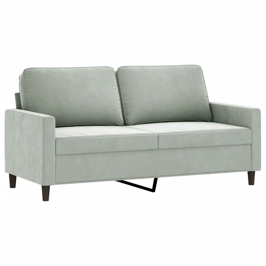 vidaXL 2 Piece Sofa Set with Cushions Light Gray Velvet