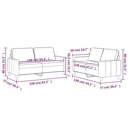 vidaXL 2 Piece Sofa Set with Cushions Light Gray Velvet