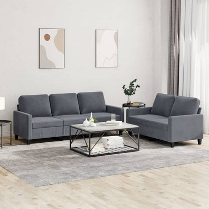 vidaXL 2 Piece Sofa Set with Cushions Dark Gray Velvet