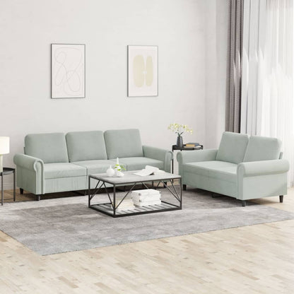 vidaXL 2 Piece Sofa Set with Cushions Light Gray Velvet