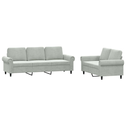 vidaXL 2 Piece Sofa Set with Cushions Light Gray Velvet