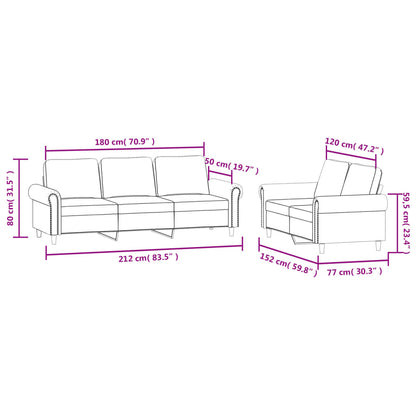 vidaXL 2 Piece Sofa Set with Cushions Light Gray Velvet