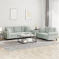 vidaXL 2 Piece Sofa Set with Pillows Light Gray Velvet