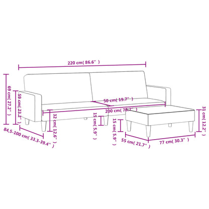 vidaXL 2-Seater Sofa Bed with Footstool Dark Gray Velvet