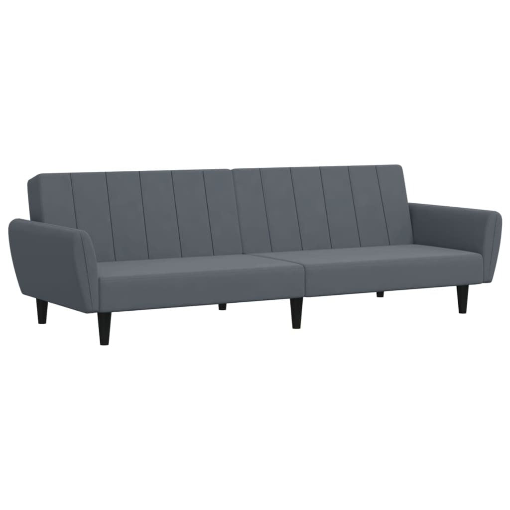 vidaXL 2-Seater Sofa Bed with Footstool Dark Gray Velvet