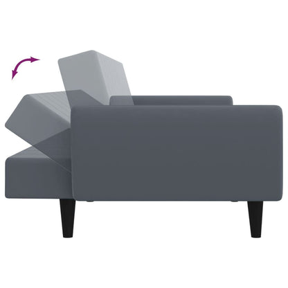 vidaXL 2-Seater Sofa Bed with Footstool Dark Gray Velvet