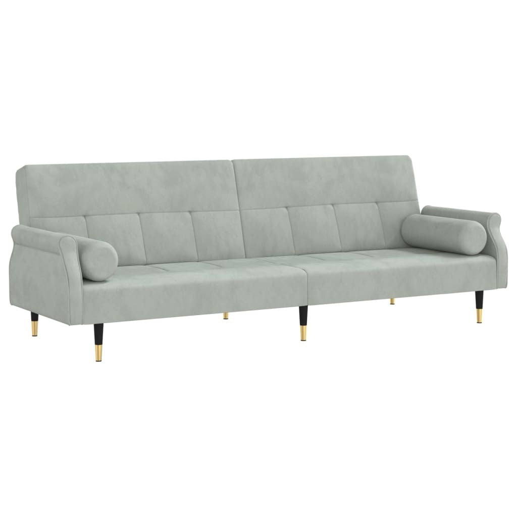 vidaXL Sofa Bed with Cushions Light Gray Velvet