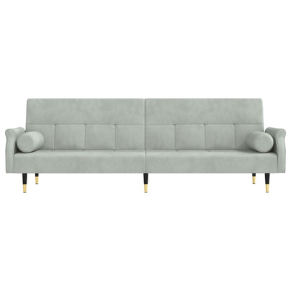 vidaXL Sofa Bed with Cushions Light Gray Velvet