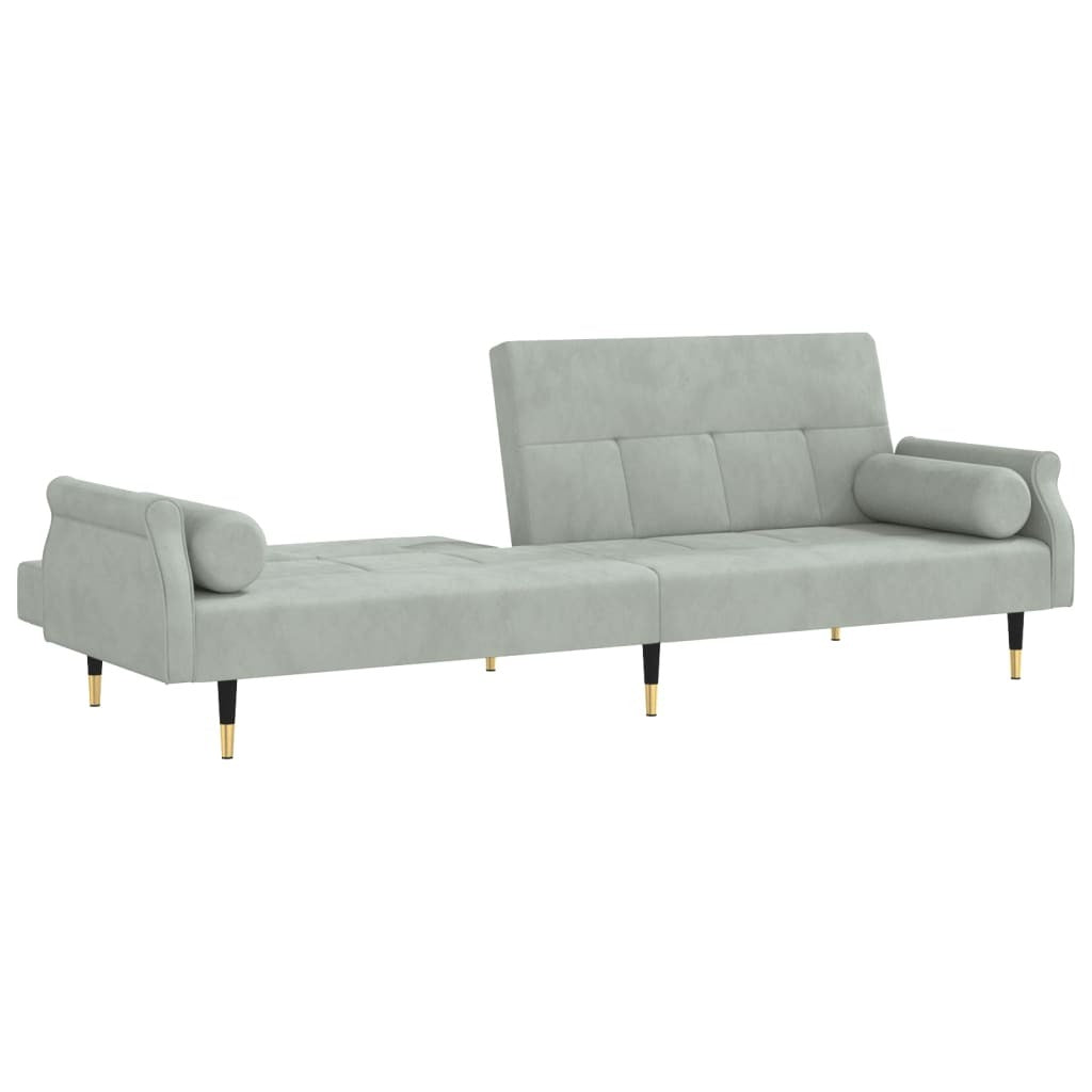 vidaXL Sofa Bed with Cushions Light Gray Velvet