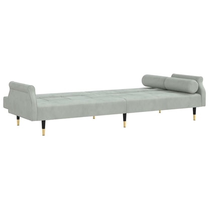 vidaXL Sofa Bed with Cushions Light Gray Velvet