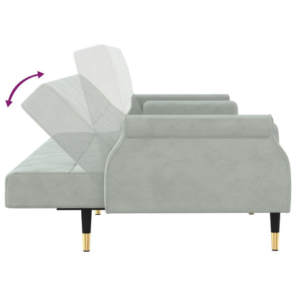 vidaXL Sofa Bed with Cushions Light Gray Velvet