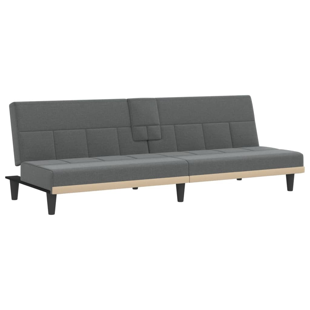 vidaXL Sofa Bed with Cup Holders Dark Gray Fabric