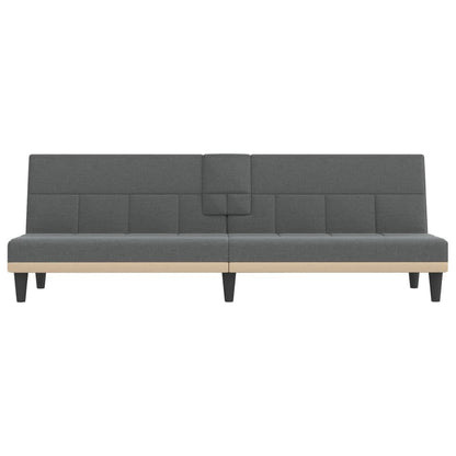 vidaXL Sofa Bed with Cup Holders Dark Gray Fabric