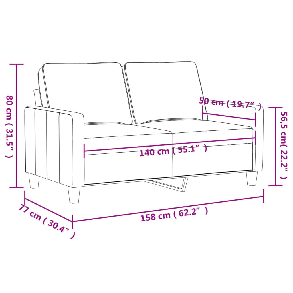 vidaXL 2-Seater Sofa Black 55.1" Velvet