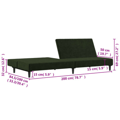 vidaXL 2-Seater Sofa Bed Dark Green Velvet