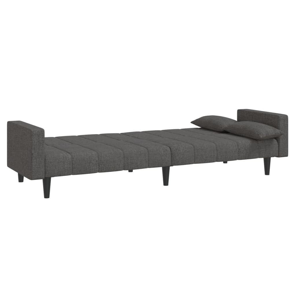 vidaXL 2-Seater Sofa Bed with Two Pillows Dark Gray Fabric