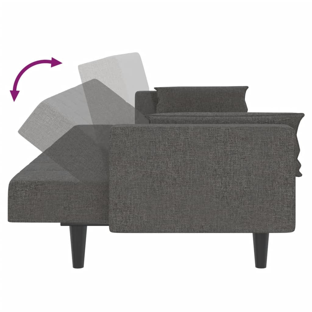 vidaXL 2-Seater Sofa Bed with Two Pillows Dark Gray Fabric