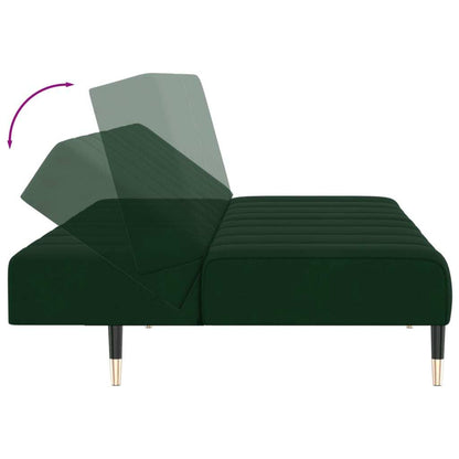 vidaXL 2-Seater Sofa Bed Dark Green Velvet