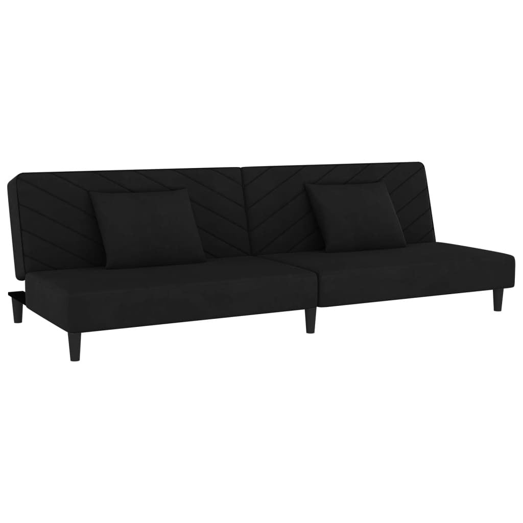 vidaXL 2-Seater Sofa Bed with Two Pillows Black Velvet