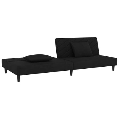 vidaXL 2-Seater Sofa Bed with Two Pillows Black Velvet