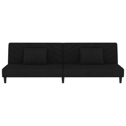 vidaXL 2-Seater Sofa Bed with Two Pillows Black Velvet