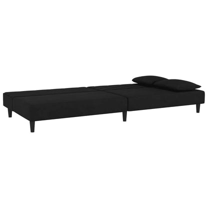 vidaXL 2-Seater Sofa Bed with Two Pillows Black Velvet