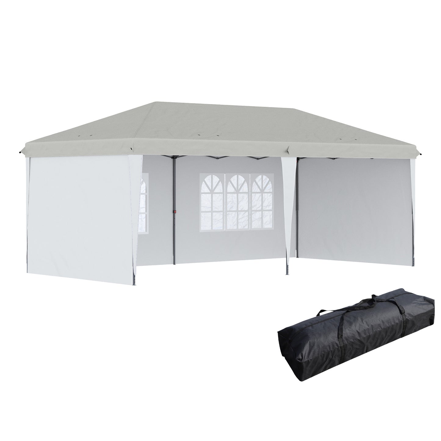 Outsunny 10' x 20' Pop Up Canopy Tent with 4 Sidewalls, Heavy Duty Tents for Parties, Outdoor Instant Gazebo with Carry Bag, for Outdoor, Garden, Patio, White