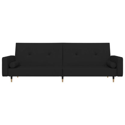 2-Seater Sofa Bed with Two Pillows Black Velvet