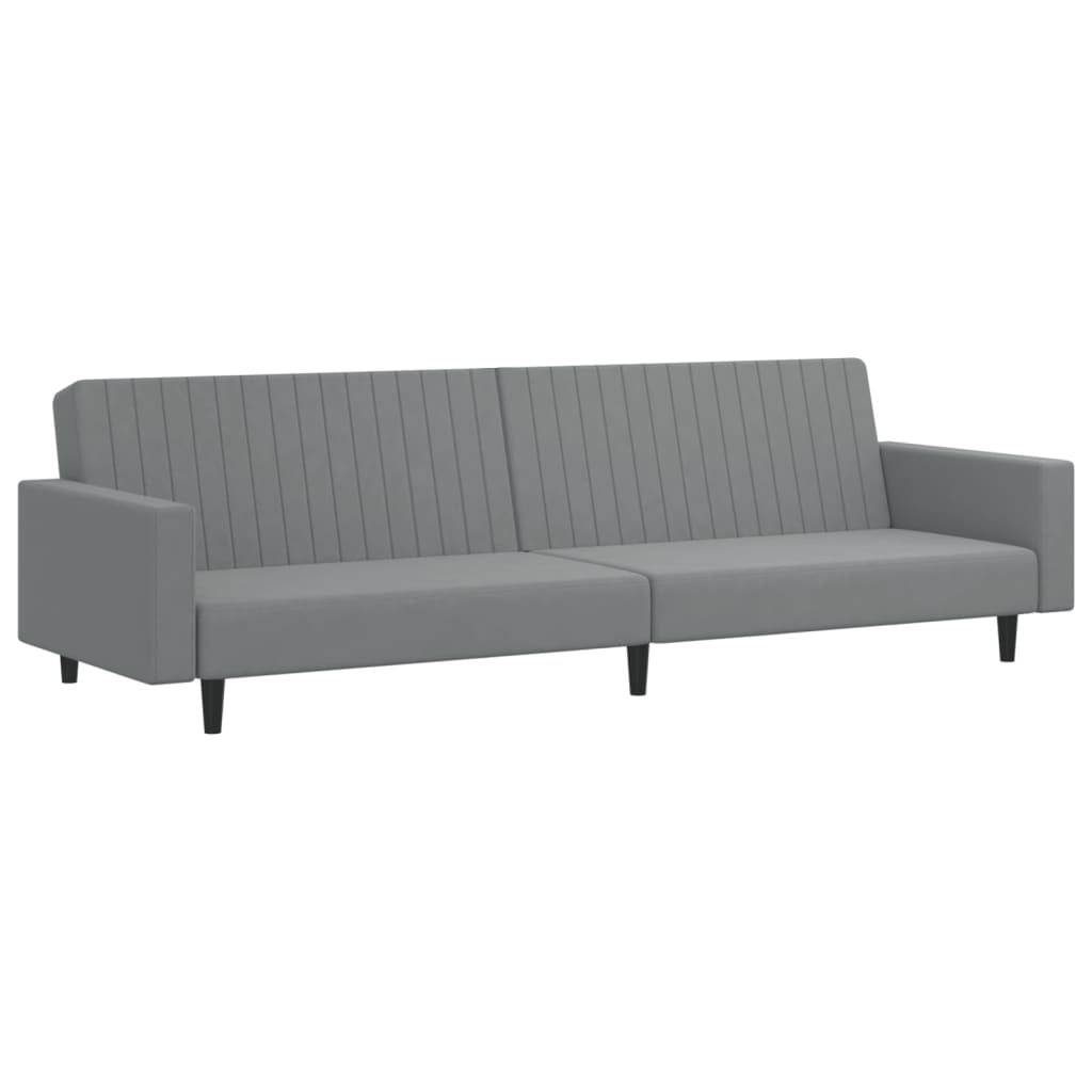 2-Seater Sofa Bed Light Gray Velvet