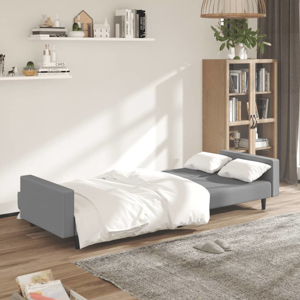 2-Seater Sofa Bed Light Gray Velvet