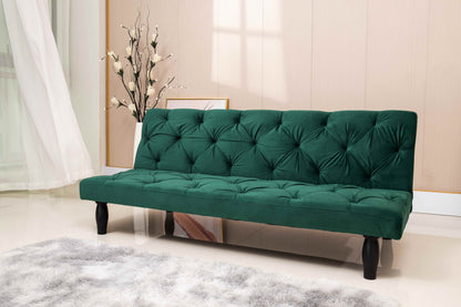 2534B Sofa converts into sofa bed 66" green velvet sofa bed suitable for family living room, apartment, bedroom