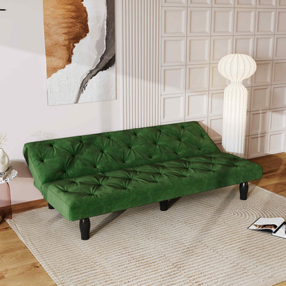 2534B Sofa converts into sofa bed 66" green velvet sofa bed suitable for family living room, apartment, bedroom