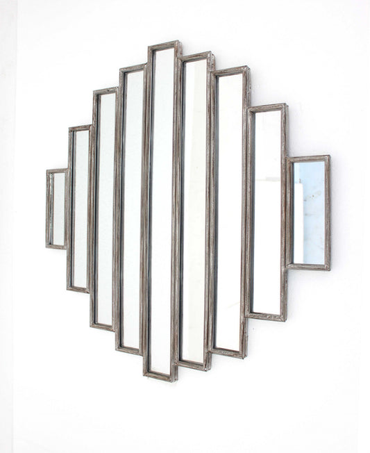 36 x 36 x 2 Silver Rustic Multi Mirrored Wall Sculpture