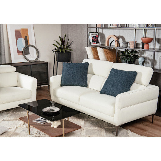 72.5 Inch Modern Fabric Loveseat Sofa Couch with Adjustable Headrest