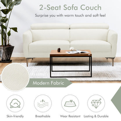 72.5 Inch Modern Fabric Loveseat Sofa Couch with Adjustable Headrest