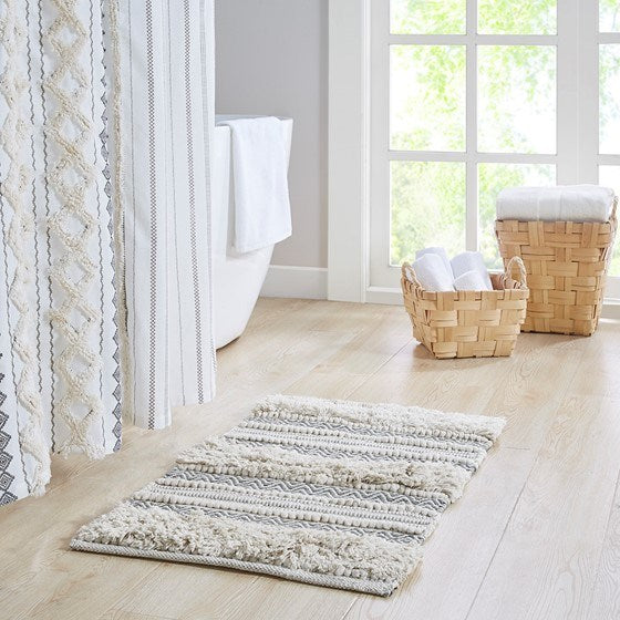 Woven Texture Stripe Bath Rug(22 x 58")