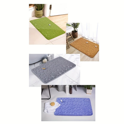 1pc Non-Slip Memory Foam Bath Rug with Cobblestone Embossment - Rapid Water Absorbent and Washable - Soft and Comfortable Carpet for Shower Room and Bathroom - Perfect Bathroom Accessory